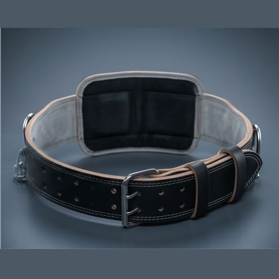 lever power belt custom branding detail — IRATHON private label